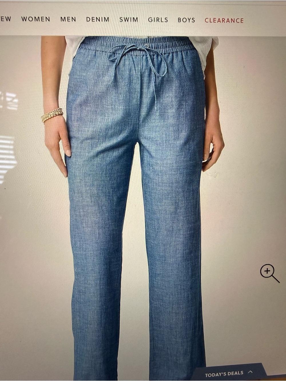 J.Crew petite Chambray Slim wide-leg drawstring pant 6P NWT